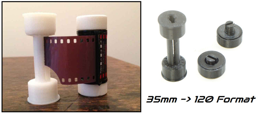 35mm to 120 Medium Format Camera Film Spool Adapter Kit 3D Printed