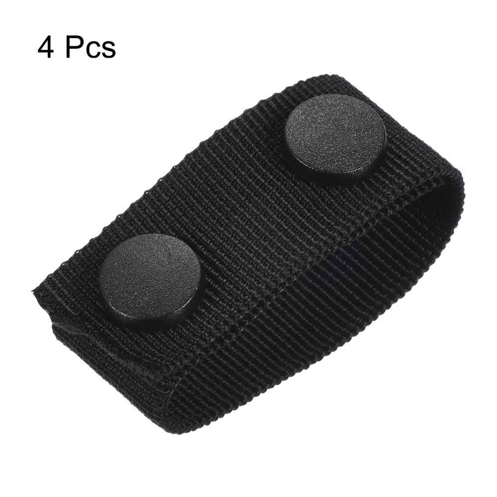 Belt Keeper, 4Pcs Nylon Webbing Loop with Double Snaps for 2-2¼" Belt, Black