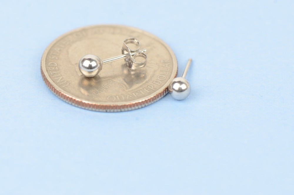 925-Sterling-Silver-Round Ball Stud Earrings High Polished