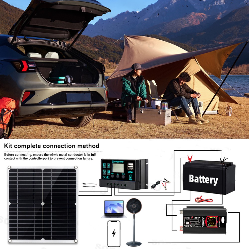 6000W Solar Panel Set Solar Power Inverter Generator 100A Home 110V Grid System