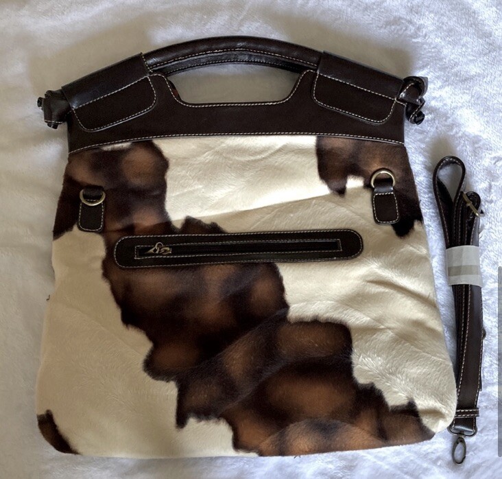 Cowhide Print Convertible Handbag / Clutch NEW
