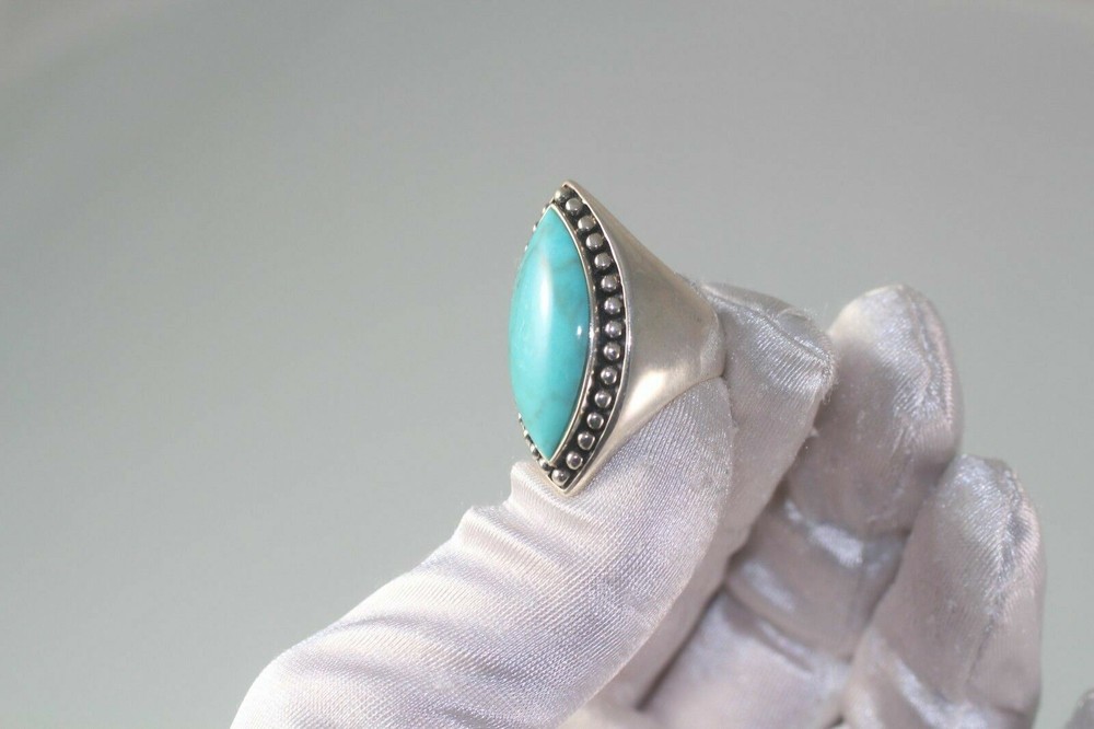 Statement 925 turquoise ring size 6 dot caviar sf