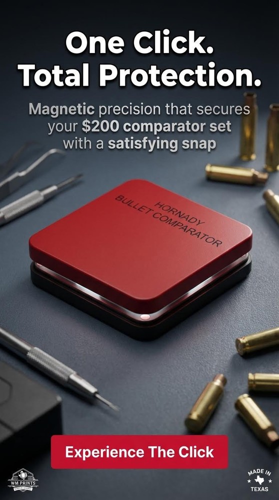 Hornady Bullet Comparator magnetic case.