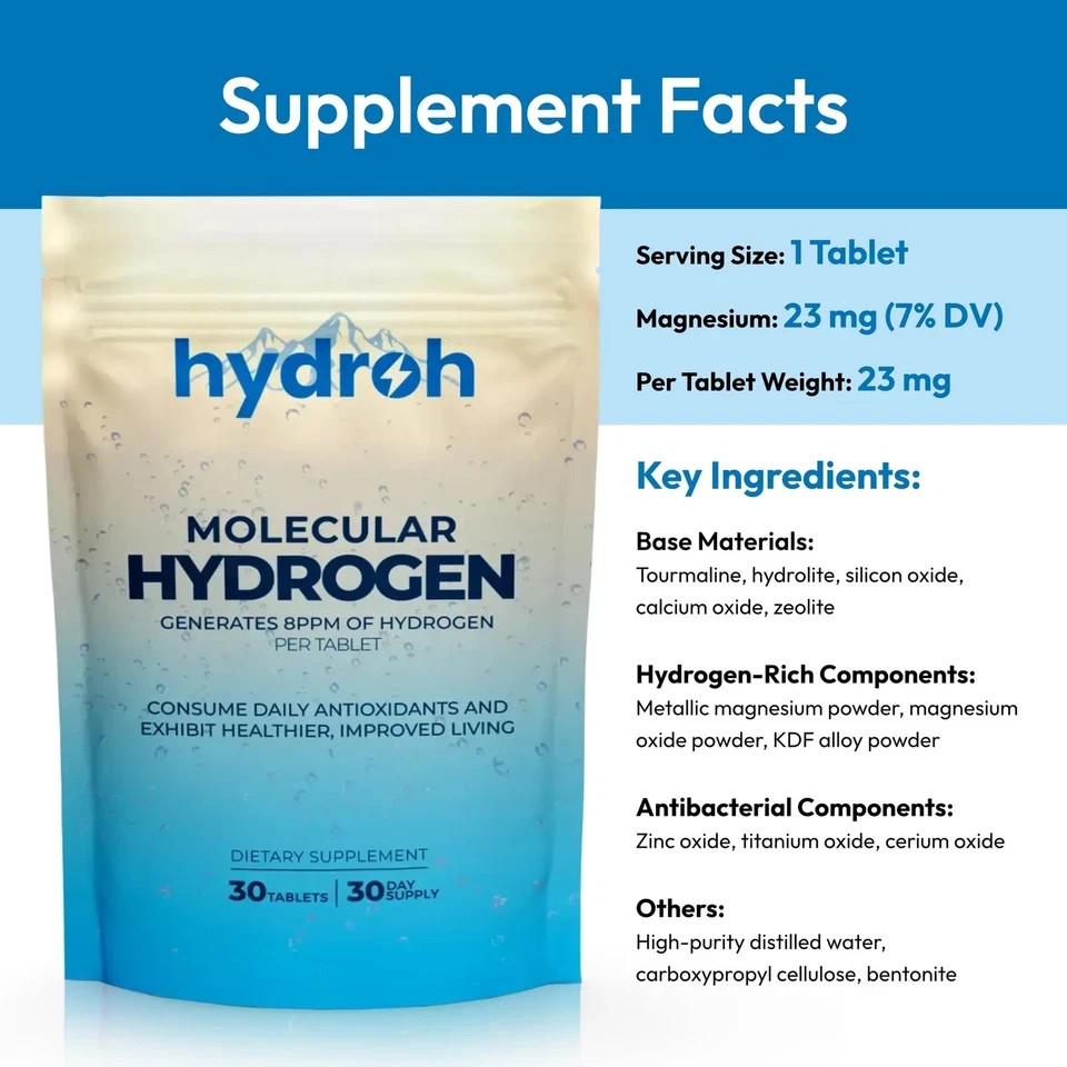 Hydrogen Water Tablets – Molecular H2 Antioxidant Drink Tabs