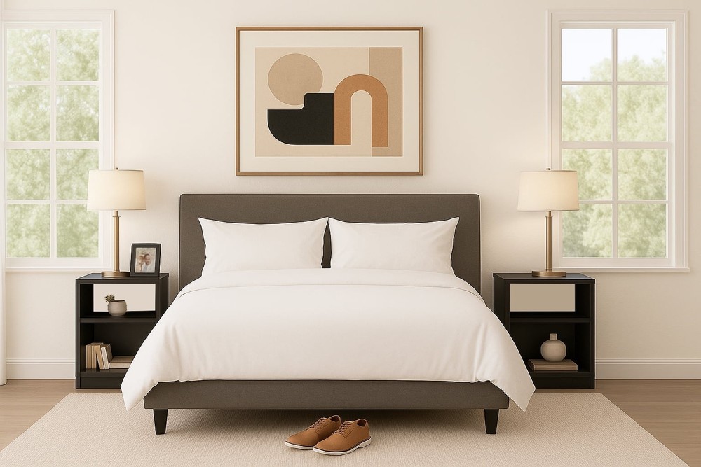 Open Shelf Nightstand End Side Table Black