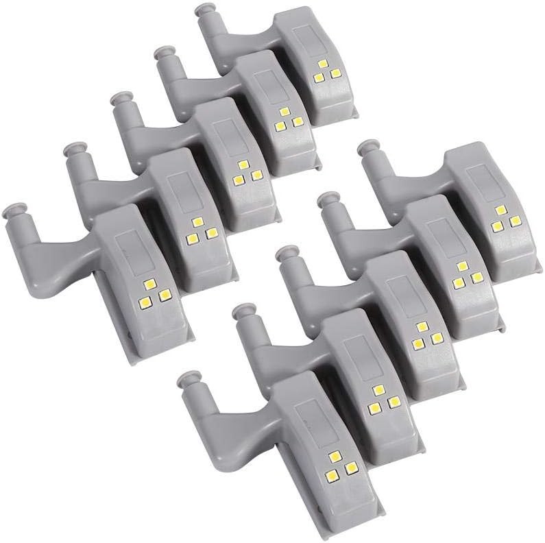 10Pcs Light Hinges Set, Universal Cabinet Cupboard Wardrobe LED White