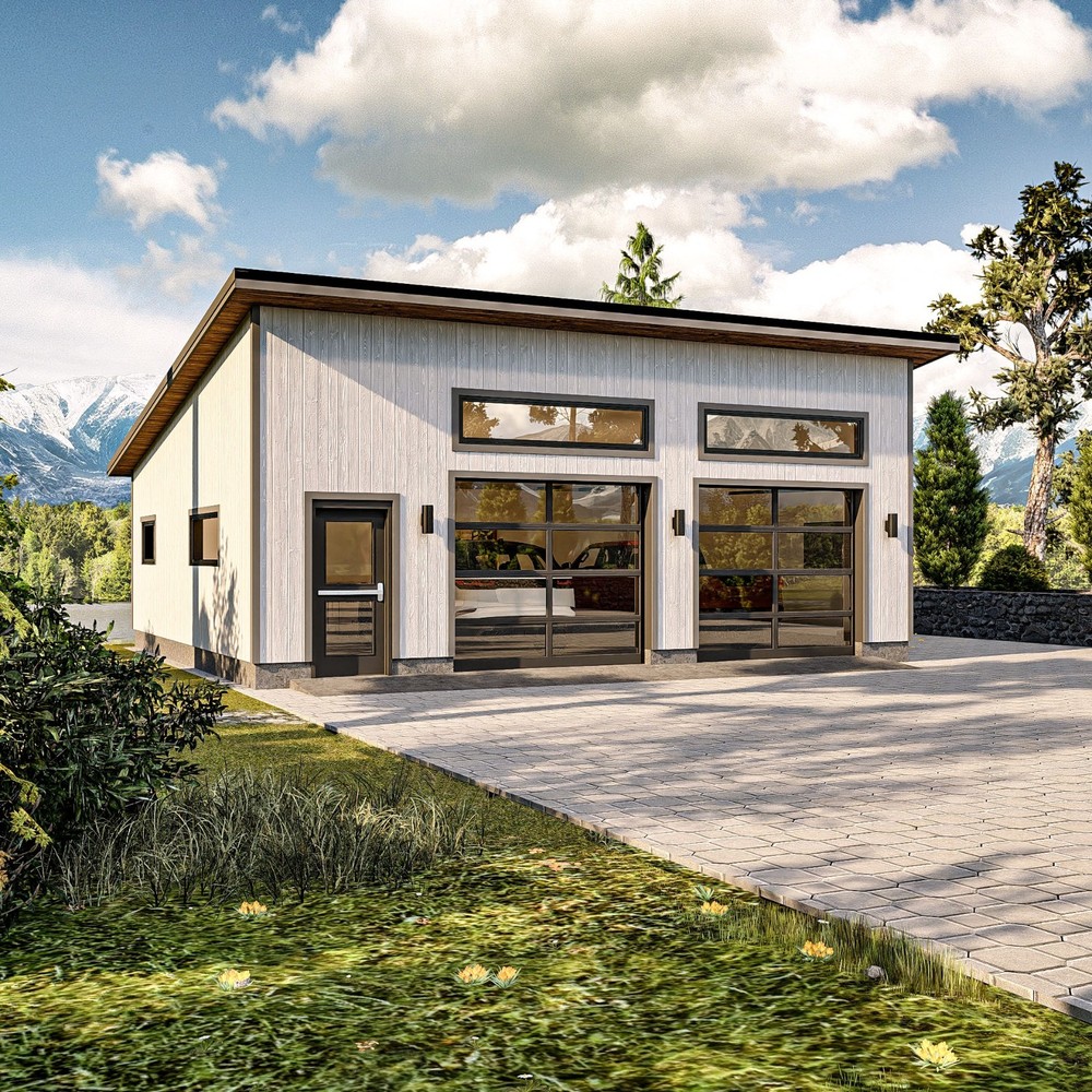 Modern Two-Car Garage plan with Storage | Detached Garage Blueprint