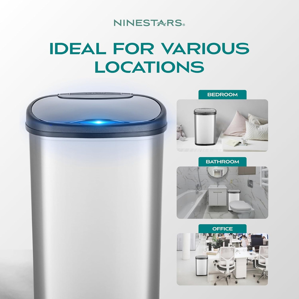 DZT-50-25 Motion Sensor Trash Can, Large, Silver