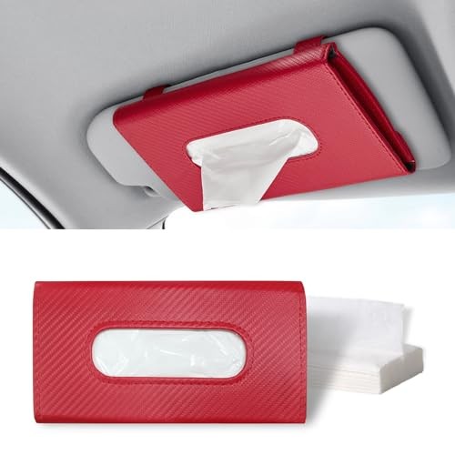 Car Tissue Holder, Sun Visor Organizer, Rectangular Sun Visor Napkin, Red