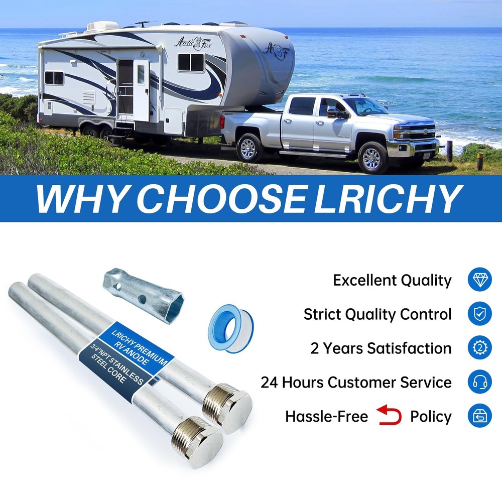 RV Water Heater Magnesium Anode Rods 9.25" x 3/4" NPT 2Pack for Suburban