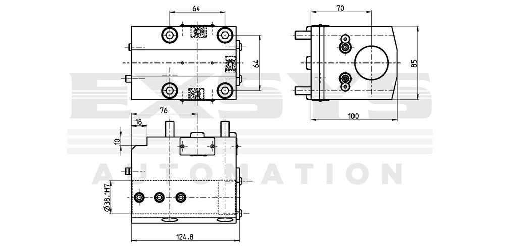 Boring bar holder, angular, left/right hand cylindrical chuck Ø38, 7.078.200