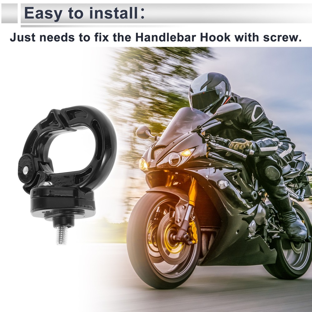 Alluper Alloy Motorcycle Hook for Mini Round Shape 1pc Black