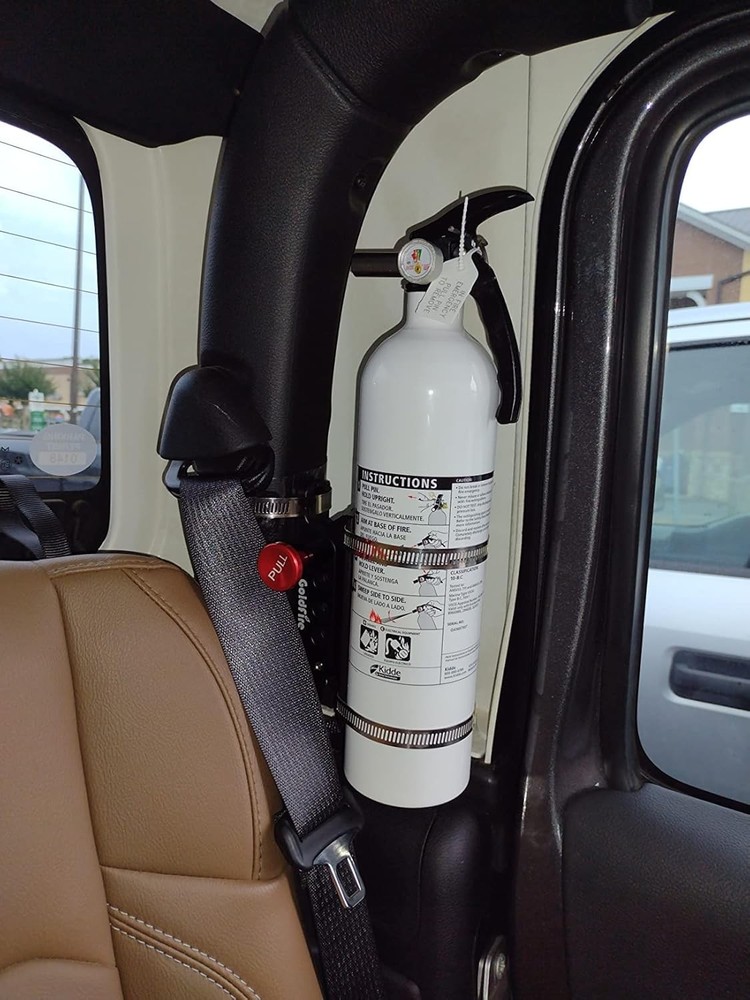 Universal Vehicle Adjustable Quick Release Roll Bar Fire Extinguisher Mount H...