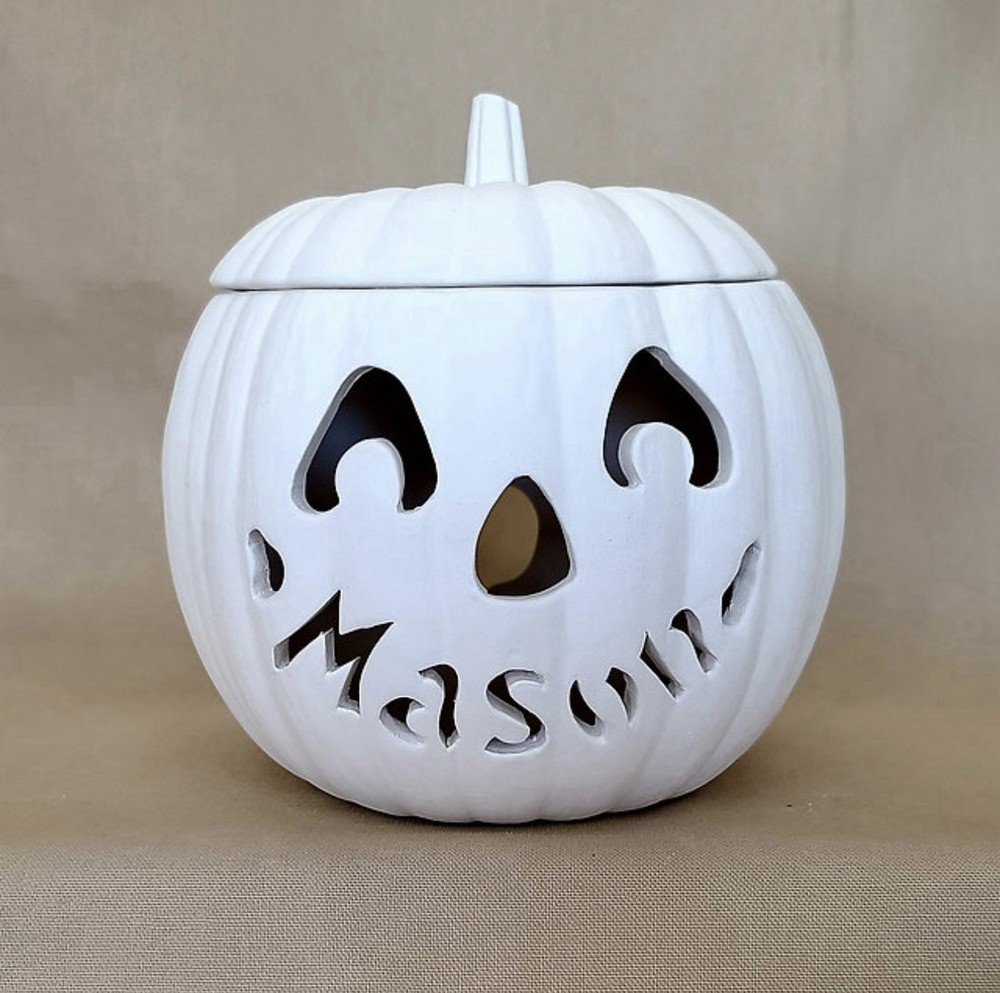 Personalized Light up Pumpkin With Lid BISQUE