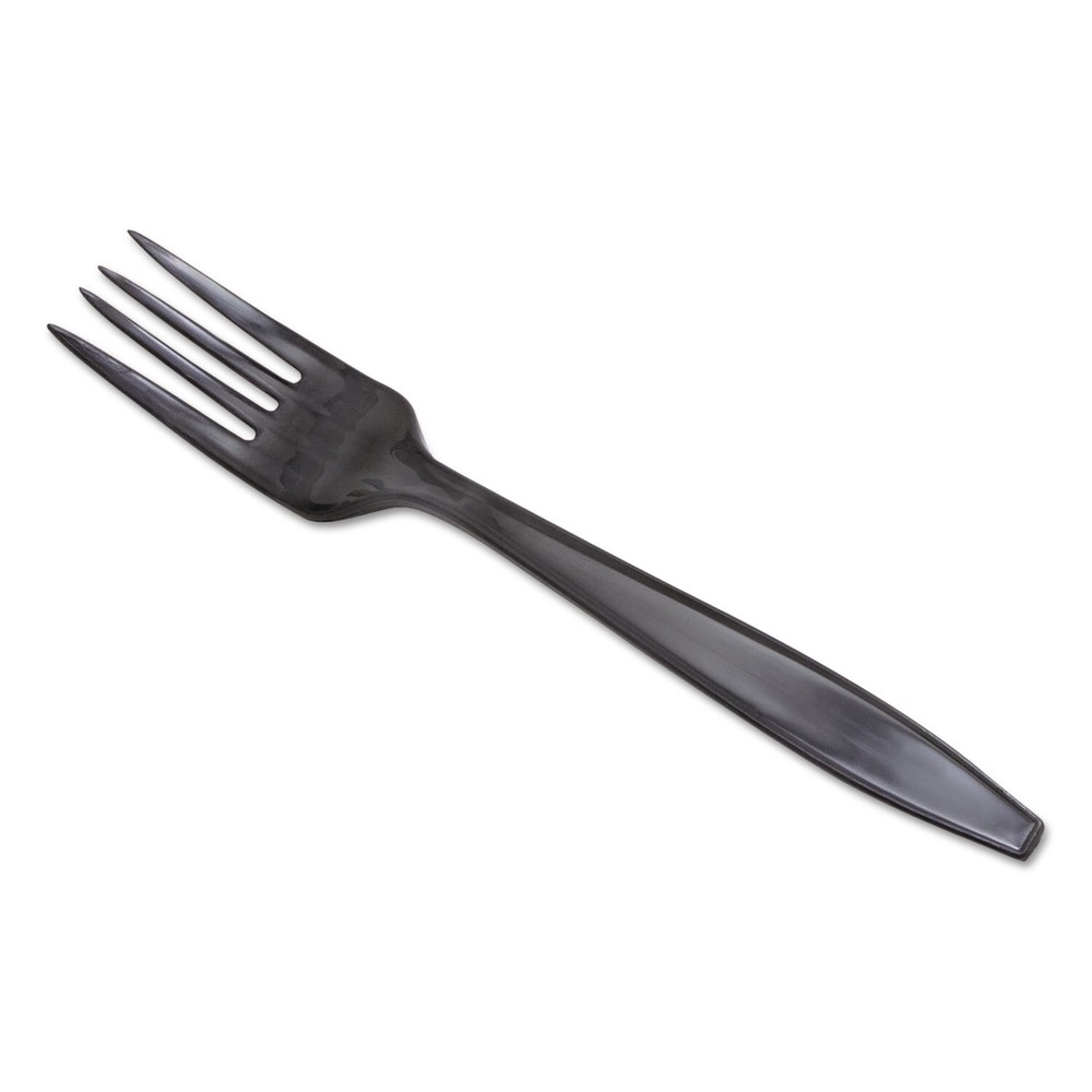 GP Individually Wrapped Heavyweight Utensils, Fork, Plastic, Black, 1,000/Carton