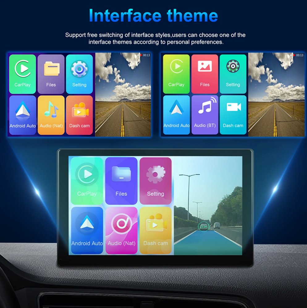 Car Monitor ADAS Front Dash Cam Foldable Wireless For Apple Carplay Android Auto