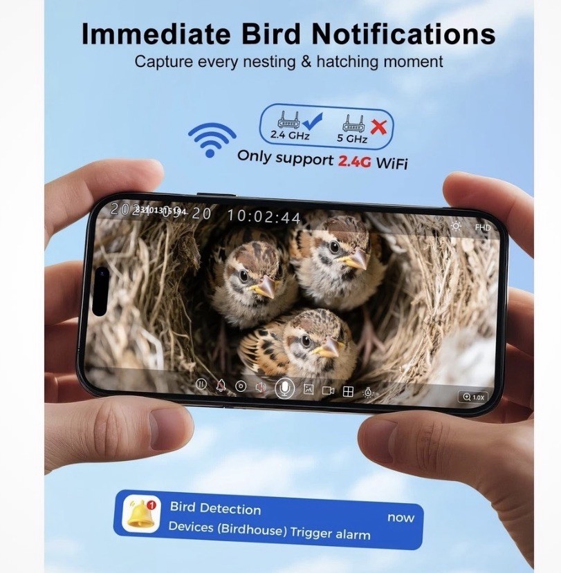 Smart Bird House with Camera Solar Powered,Isolated Camera Bay & Bird-Safe Va...