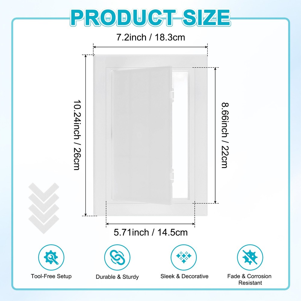 1-Pack Access Panel for Drywall, 5.7x9" Plastic Self Adhesive Cover [White]