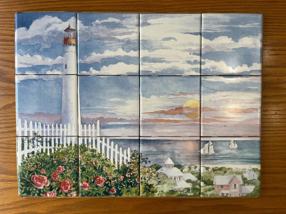 Paul BRENT OCEAN Beach Lighthouse Decor Art TILE MURAL Bath Kitchen Backsplash