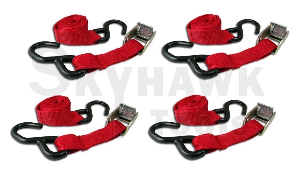 4 Packs 1 x 6 Adjustable Locking Tie Down Set
