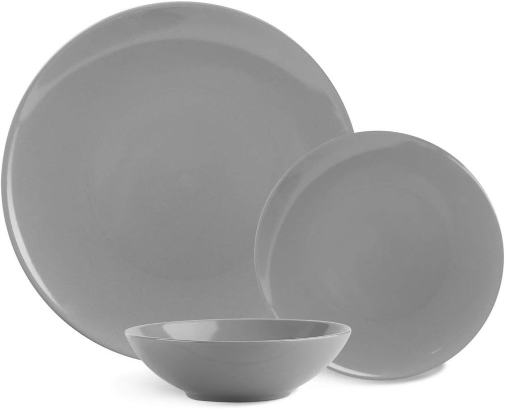 18-Piece Stoneware Dinnerware Set Smokey Grey Service 6