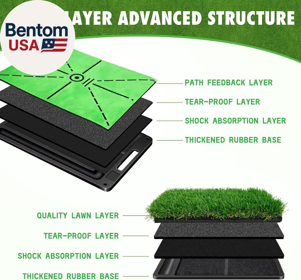 Golf Hitting Mat, 3-In-1 Golf Practice Mat, Replaceable Turf Golf Training Mats