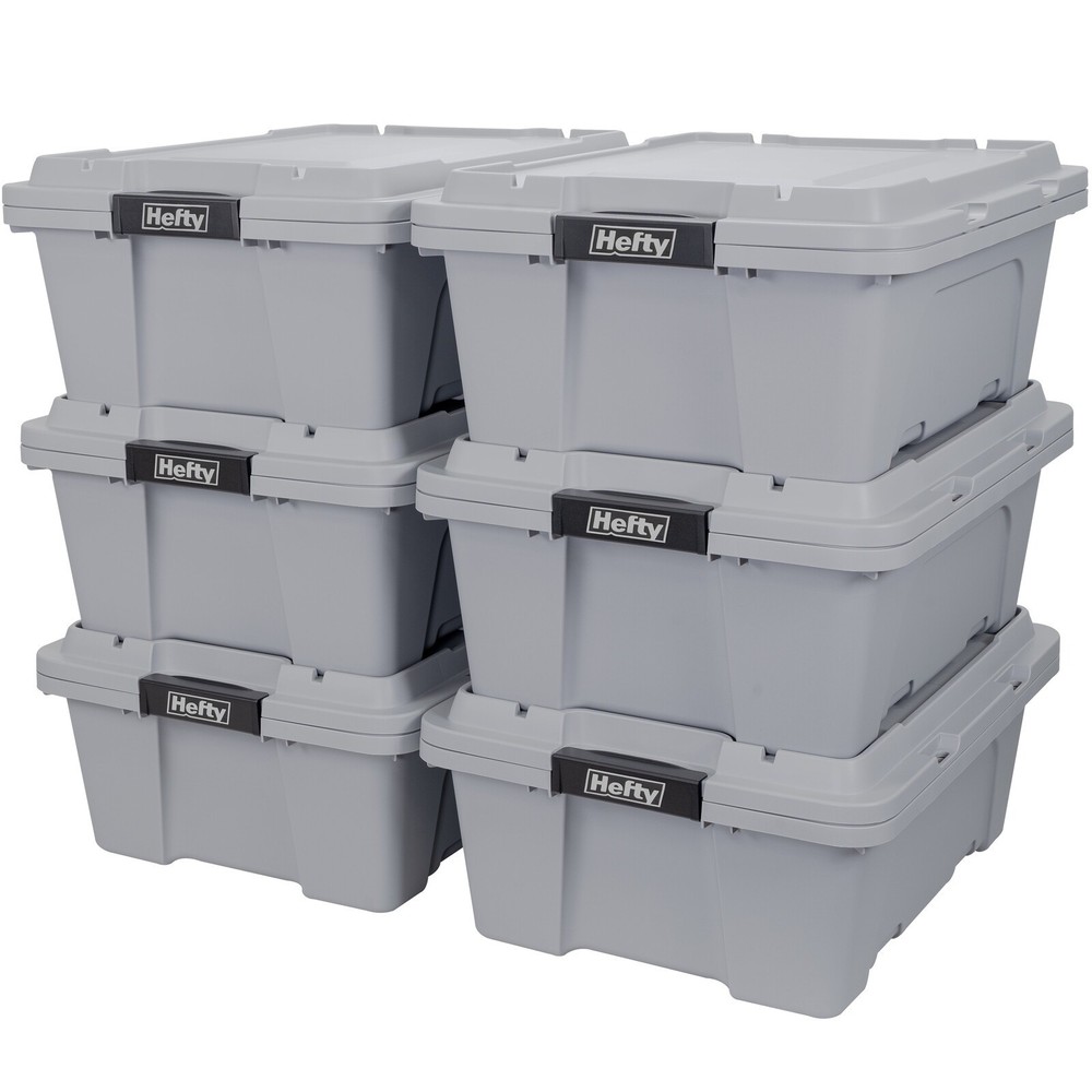 12 gal Max Pro Plastic Utility Storage Tote Stackable Container Organizer 6 Pack