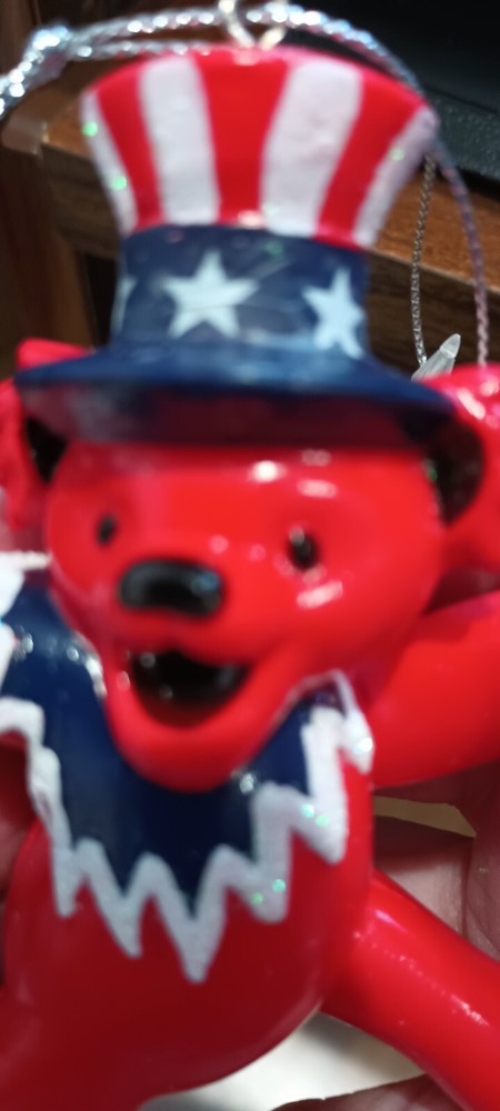 Grateful Dead Red Dancing Bear Uncle Sam Christmas Ornament