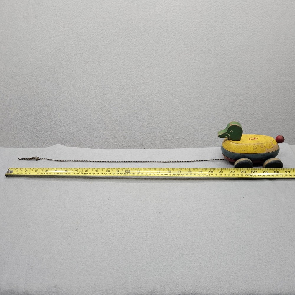 Vintage Sifo Pull Duck Wooden 1960’s With Pull String