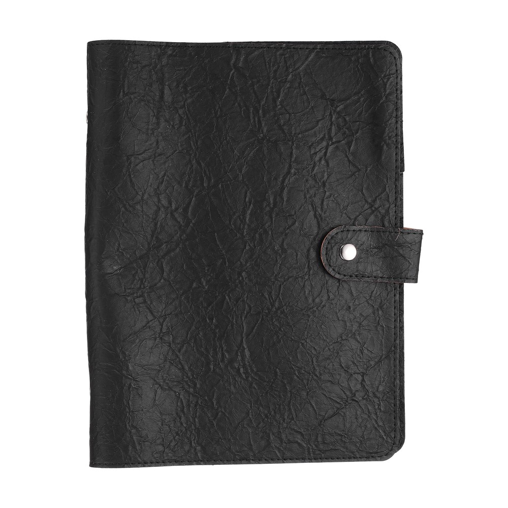 A5 Textured PU Leather Binder Protector, 8 Ring Waterproof Binder Cover, Black
