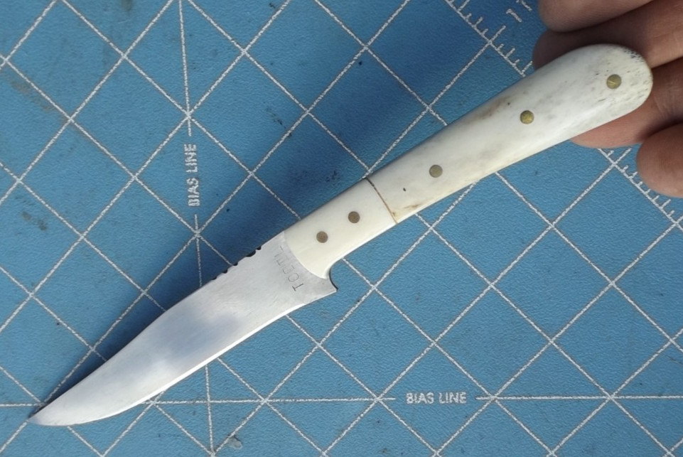 Nice Used Custom Made Bone Handle Sheath Knife TODIL or TODEL maker