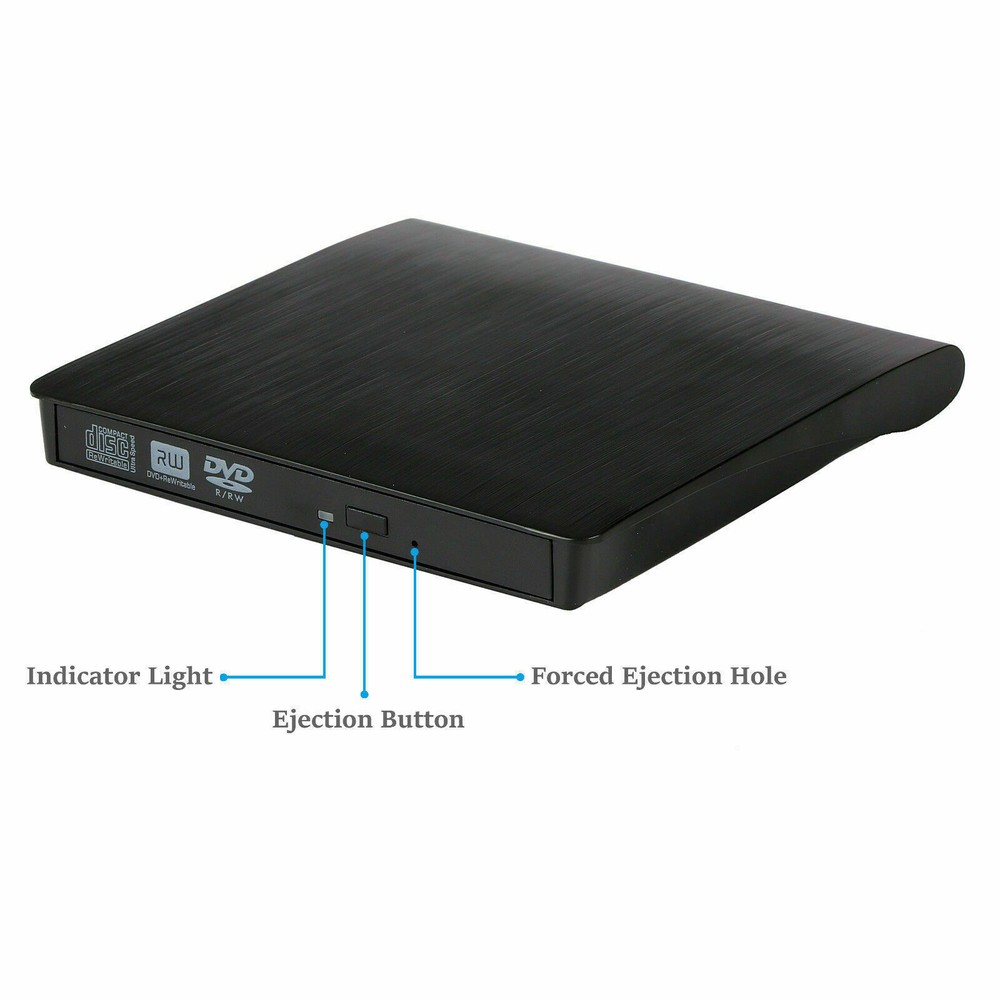 Slim External CD/DVD Drive USB 3.0 Player Burner Reader for Laptop PC Mac HP