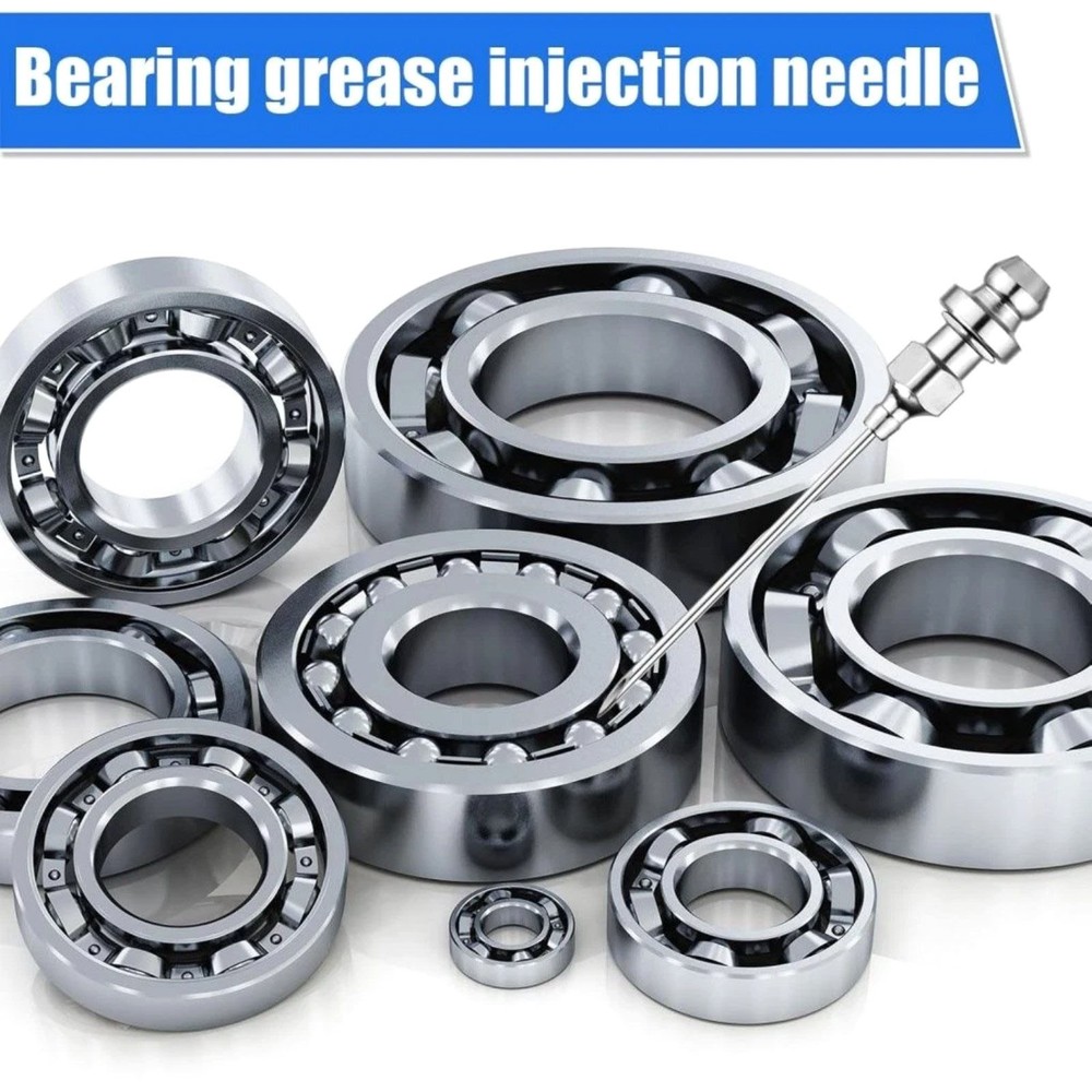 7pcs Grease Needle Tip Kit with Dispenser Rubber Nozzle for Tight Space Access