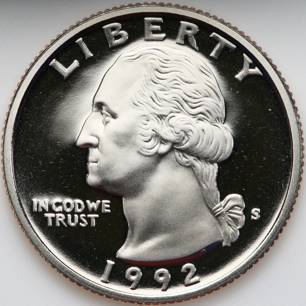 1992 S Gem DCam Proof Washington Quarter CN-Clad