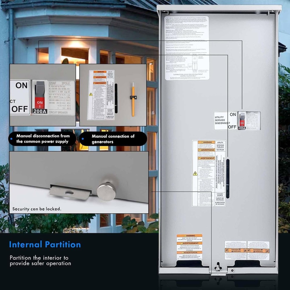 200 Amp Single Phase Automatic Transfer Switch, Replace for Generac RXSW200A3