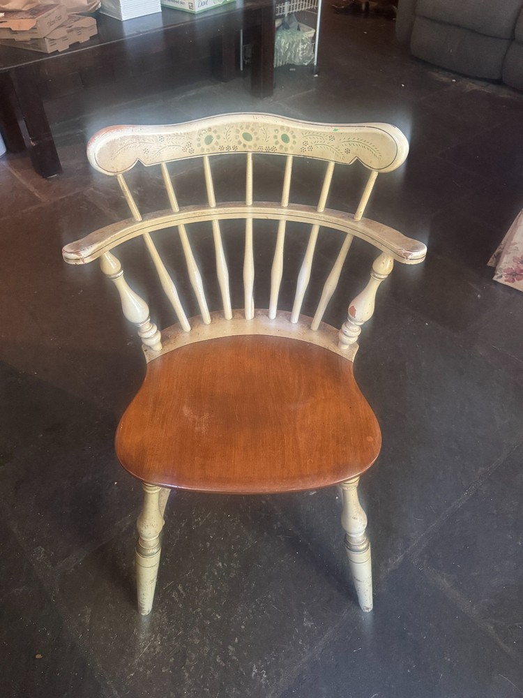 Windsor Chair with Floral Stenciling, Painted, Yellow
