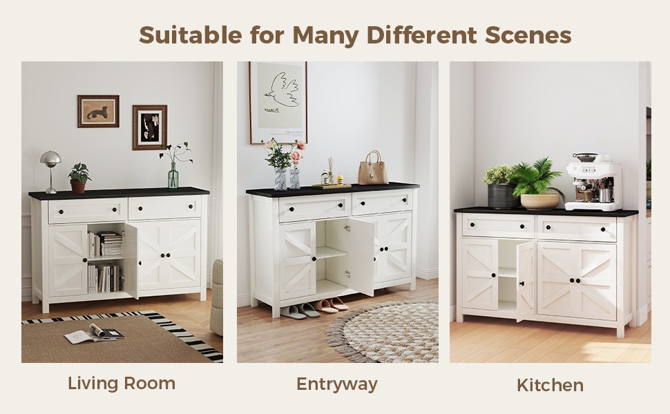 55.1in Sideboard Buffet Cabinet Kitchen Storage Sideboard For Dining Room JSVZ