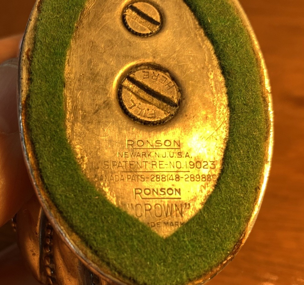 Vintage Ronson Crown Cigarette Table Lighter Silver Plated