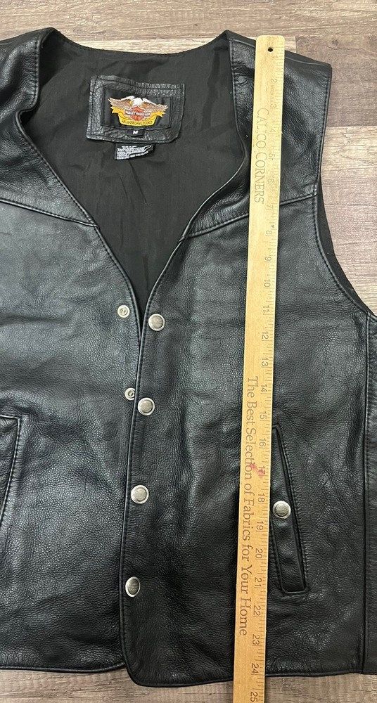 HARLEY DAVIDSON MOTORCYCLE BLACK LEATHER CHAPS & VEST Size Medium