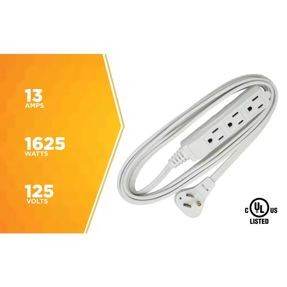 13 Ft. 16/3 SPT-2 Indoor Light-Duty Flat Plug Extension Cord