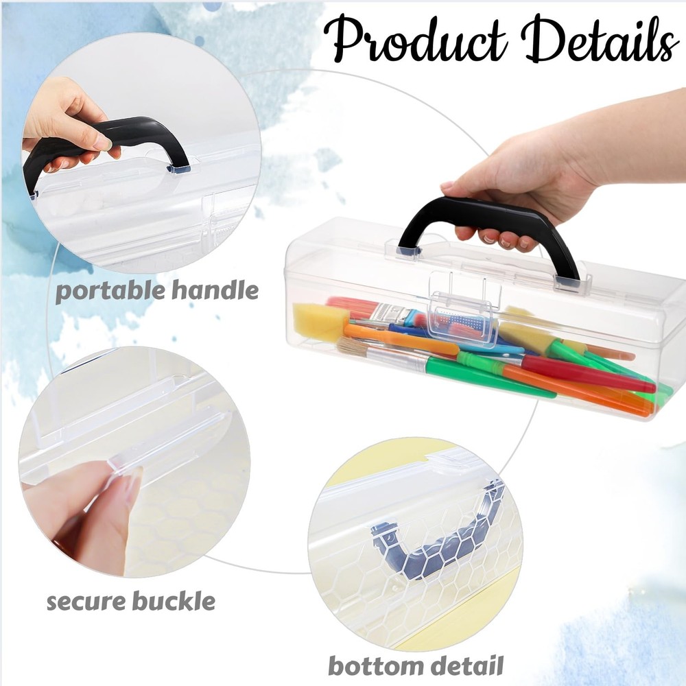 4 Pack Long Plastic Pencil Box, Stackable Trading Playing Card Storage Organi...