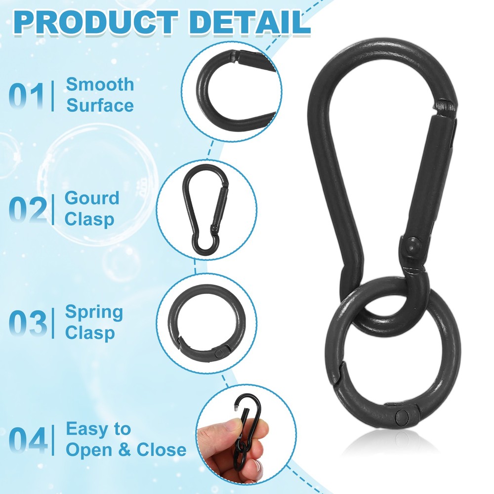 30 Pcs Small Keychain with O Ring, Black