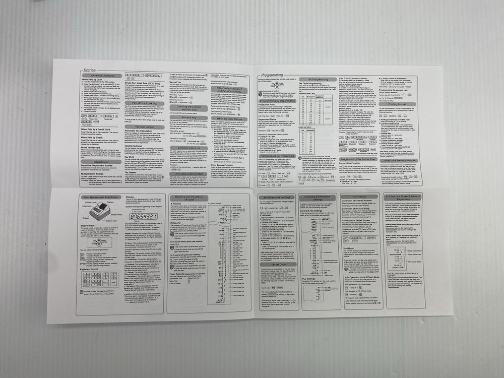 Sharp XE-A102 Cash Register Instruction Manual & Quick Start Guide Only