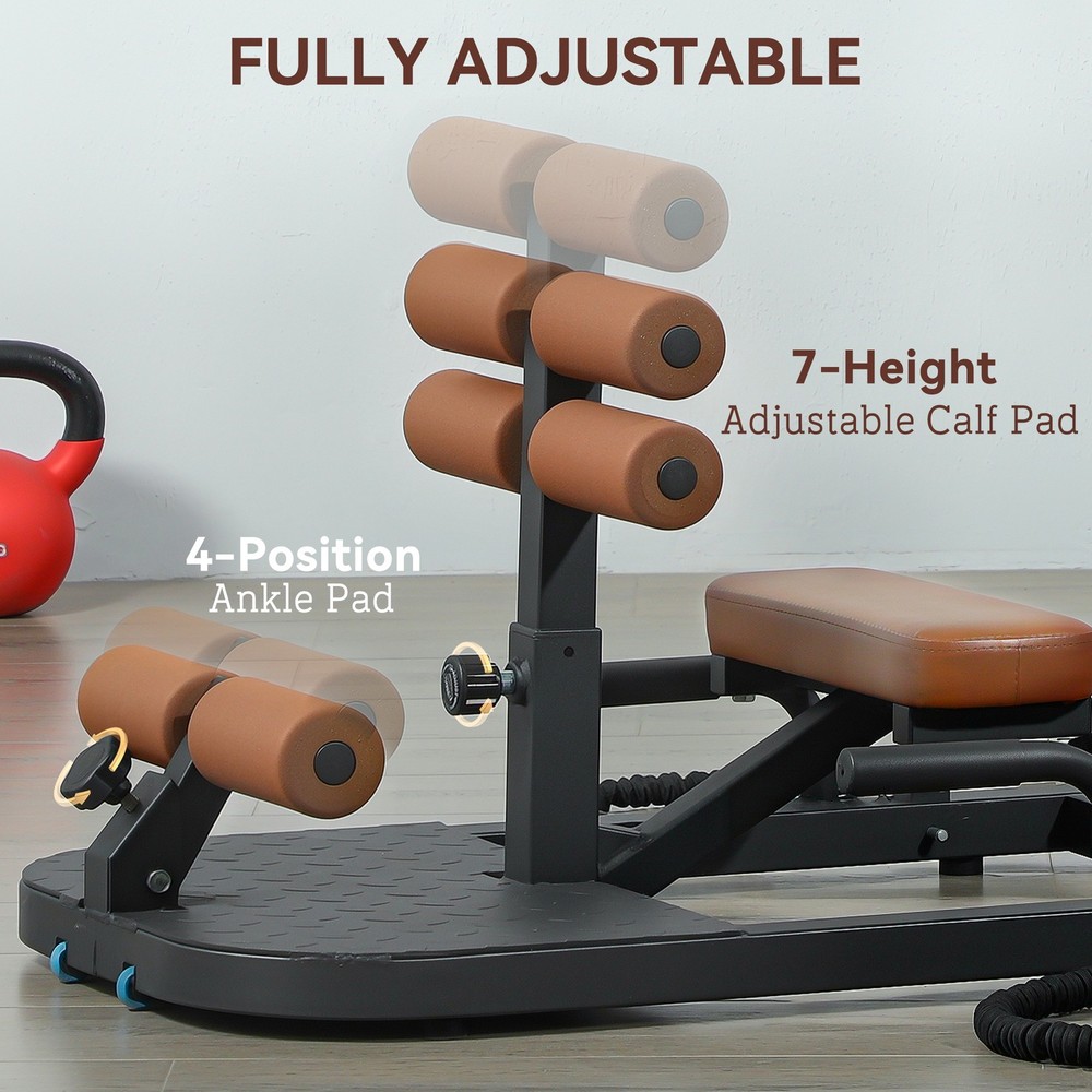 Sissy Squat Machine Hip Thrust Machine with Push Up Stand, Black