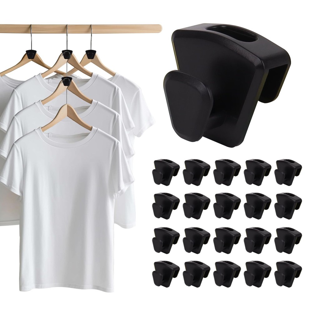 60 Pack Space Saving Hanger Hooks, Black Plastic Triangle Hangers, Connector ...