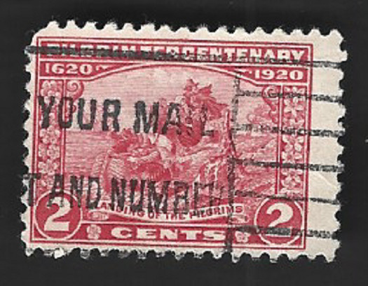 Scott# 549 2c Pilgrim Tercentenary Issue with slogan cancel - (A-9)