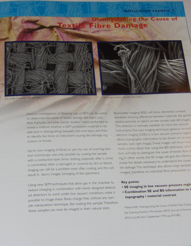 VTG 1999 FORENSIC SCIENCE WITH PHILIPS SCANNING ELECTRON MICROSCOPE BROCHURE/SEM