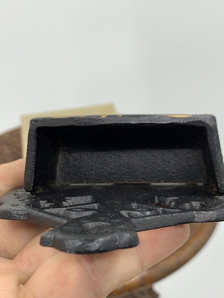 John Wright Wall Match Box Holder Antique Heavy Cast Iron Vintage Rustic Decor