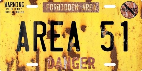 Area 51 Nevada Weathered Aluminum Nostalgic Rusty License Plate
