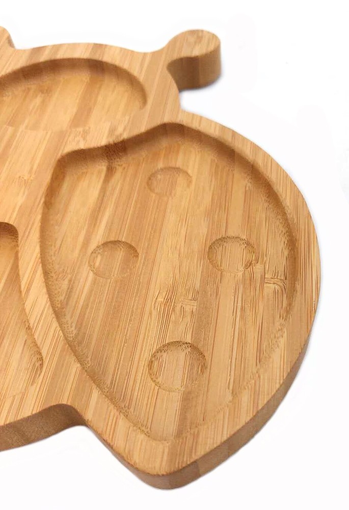 2 Pcs Bamboo Food Ladybug Shaped Plate for Snacks Appetizer 4916x2